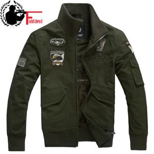 Roupas Masculinas Primavera Masculino Jaqueta Militar Masculino Exército Tático Verde Preto Caqui Militar Algodão Algodão Casaco Army Jacket 4xL 210518