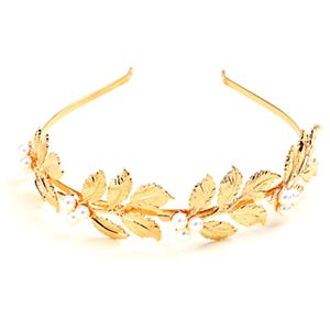 Haarclips Bronrettes Vintage Gold Metal Flowers Bladeren Banden Barok Bruidale Tiaras Wedding Sieraden For Women Royal Accessoire Pearl