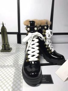 Martin kurze Stiefel, Luxus-Designer-Leder, Damen-Wüstenflamingo, dicke Sohle, Biene, hochhackige Stiefel, rutschfeste Winter-Fell-warme Schneestiefel, 35–42