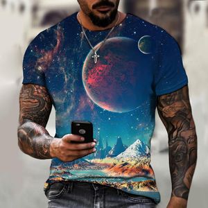 T shirt dos homens t shirt de impressão de cor D T shirt criativo design romântico da fantasia do universo Starry Sky All match top solto e confortável