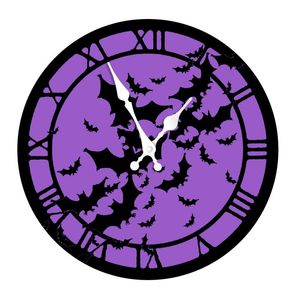 Väggklockor Europeisk stil Halloween Dekorativ Träklocka Silent Non-Ticking Quartz Trä för vardagsrum Konstinredning