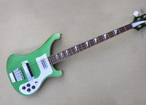 Green Body 4 Strings Guitarra Baixo Elétrica Com Rosewood Fretboard, White Pickguard, Hardware Chrome, Fornecer serviços personalizados