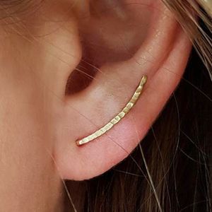 Real 925 Silver Climber Cuff Gold Handmade Hammered Jewerly Minimalist Pendientes Oorbellen Boho Earrings for Women