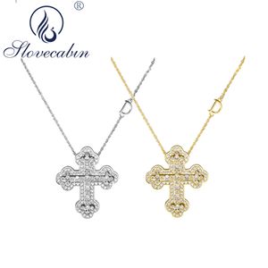 Slovecabin Original 925 Sterling Silver Korean Double Cross Move D Letter Chain Belle Epoque Zircon Kvinnor Fine Smycken Gift