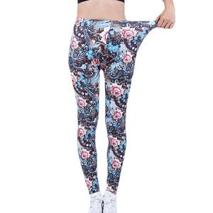 Women's Leggings YSDNCHI Summer Style Women Flower Printed Leggins Workout Girl High Waist Pants Sexy Design Elastic Trousers