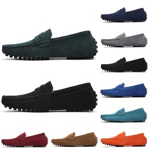 GAI 2021 Non-brand Men Casual Suede Shoes Black Light Blue Red Gray Orange Green Brown Mens Slip on Lazy Leather Shoe