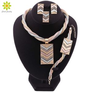 Mode afrikanska pärlor smycken set nigerianska kvinna bröllop smycken set märke dubai guld brud halsband örhängen sätta h1022