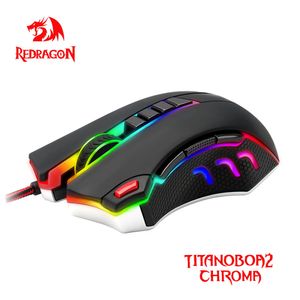 Redragon Titanoboa2 Chroma M802 USB Wired Gaming Компьютер Mouse 24000DPI 10 Кнопки RGB Mice Программируемая эргономичная PC Gamer