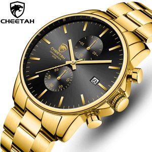 Cheetah Fashion Mens Klockor med rostfritt stål Top Märke Luxury Sport Chronograph Quartz Watch Men Relogio Masculino 210517