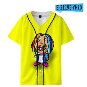 Sommar mode män jersey röd vit gul multi 3d tryck kort ärm hip hop lös tee shirts baseball t-shirt cosplay kostym 047