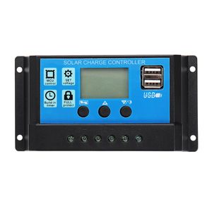 10/20/30/40/50A 12V/24V Light &Time Control Auto Adapte Charge Controller Dual USB Port LED Indicator PWM Solar - 10A