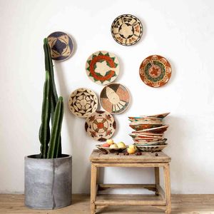 30-39 cm okrągłe rustykalne ręcznie tkane słomiane projektant modelu pokój tło ściana wiszące dekoracji talerz owocowy