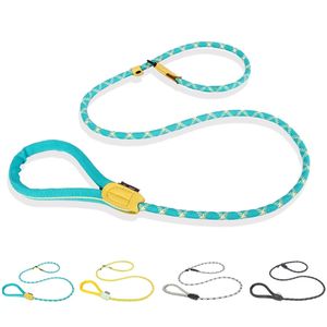 Dog Leash Slip Lina Lead Levh Heavy Duty Odblaskowe Liny Regulowane Loop Collar Training Smygi dla średnich Dużego Psy 210729