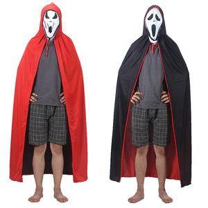 Halloween Cosplay mit Hut Umhang Vampir Zauberer Kostüm Rot Schwarz Doppelschicht Umhänge Hallowmas Kostüme Party Kleidung BH4898 TYJ