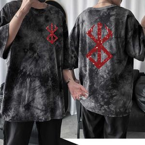 2021 Hot Anime Berserk Harajuku Krótki rękaw Okrągły Neck Tie Dye Koszulka Y0809