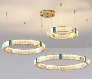 Modern Crystal LED Chandelier Belysning Vardagsrum Inredning Ljus Lampa Restaurang Hängande Ljus Suspension Armatur