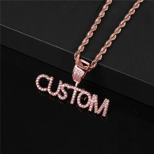 Wholesale solid gold name necklace for sale - Group buy Solid Back Custom Small Letter Name Pendant Necklaces For Men Women Gold Color Cubic Zircon Hip Hop Jewelry Gift