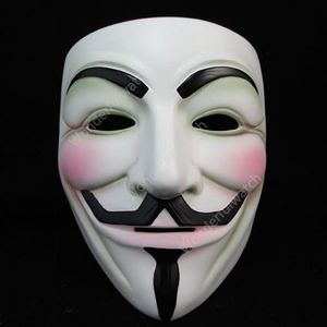 Biały V Maska maskaradowa maska ​​eyeliner Halloween pełna twarz maski Party rekwizyty Vendetta Anonimowy film Facet Maski DHW68