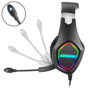 Wysokiej jakości słuchawki przewodowe zestaw słuchawkowy z redukcją szumów kartą dźwiękową 3.5mm Wtyczka USB Sport LED Light Słuchawki Praca na komputer