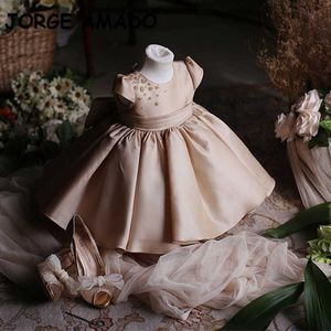 Summer Teenagers Girls Party Dress Champagne Puff Sleeves Princess Dresses Wedding Piano Perform Children's Day E6986 210610