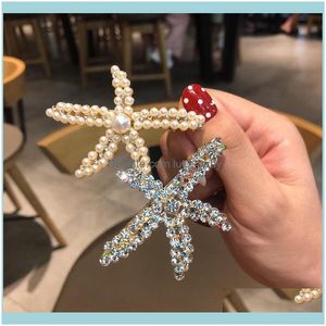 Pannband juvelerytas koreansk stil stjärnfisk pärlor för kvinnor kristall smycken kvinnliga hårklipp aessorier saga hårnål droppleverans 2021