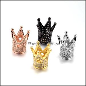 Other Loose Jewelryother 5Pcs Crown Beads Diy Copper Metal Micro Pave Cubic Zirconia Spacer For Beading Bracelet Jewelry Making Aessories Dr