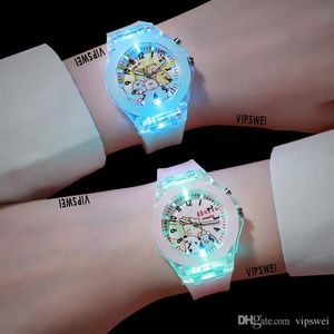 Luminous Children's watch fashion trend Men's Women's student watches lover color LED jelly Silicone Transparent Boy girl wri