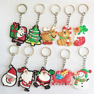 10pcs Christmas Theme Keyring PVC Keychain Creative Pendant Decorations for Car Key Purse Bag Gift (Random Pattern) G1019