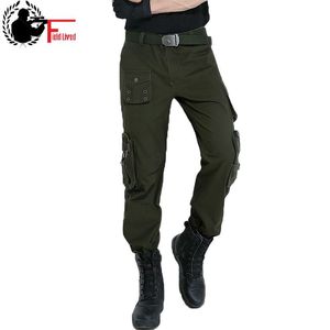 Odzież taktyczna Mężczyźni Spodnie Wojskowe Dorywczo Multi Kieszenie Spodnie Cargo Male Army Green Camouflage Jogger Camo Pantalon Homme 210518