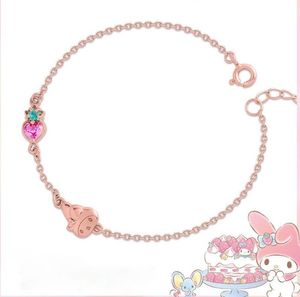 Link, Chain Mymelody Strawberry Bright Crystal Bracelet Rose Gold Designer Charms For Women Boho Jewelry