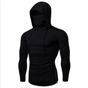 Homens Outono Casual Ginásio Fino Manga Longa Hoodie Capuz Capa Sólida Cor Suéter Homens Roupas Sudadartas Hombre Tamanhos 4