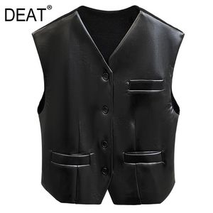 Kvinnor Svart Patchwork Singel Breasted Office Lady Vest V-Collar Ärmlös Loose Fit Fashion Tide Summer 7e1018 210421