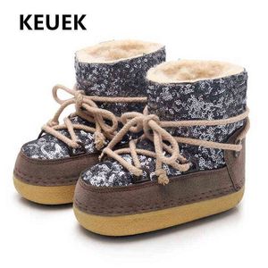 New Winter Children Snow Boots Girls Parent-child Warm Thick Plush Kids Ankle Boots Princess Baby Ankle Strap Toddler Shoes 02B G1210