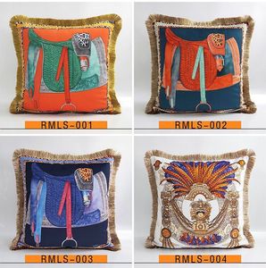 Luxury pillow case designer classic Signage tassel Carriage and saddle 20 patterns printting pillowcase cushion cover 45*45cm for home decorative Christmas gift
