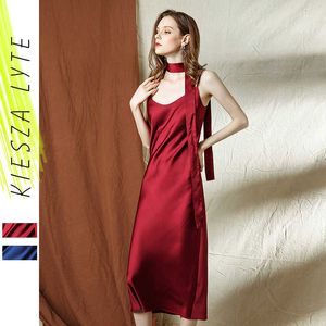Summer Satin Dress Women Bodycon Spaghetti Strap Blue Red Sexy Midi Dresses Fashion Party Night Club Female 210608