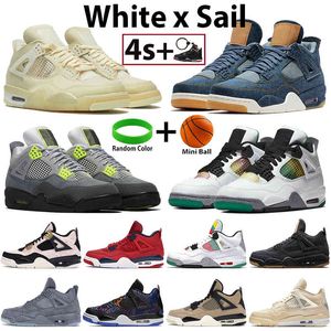 Boots X White Sail 4 Basketball Shoes Se Neon Denim Game Royal Black White University Red Rasta Suede Cool Grey 4s Mens Sneakers