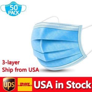 USA in stock Disposable Mask 3ply Non-woven Protection and Personal Health with Earloop Mouth Face Sanitary Masks on Sale