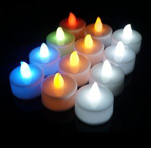 Party Saciosts Светодиодные Свеча Чай Свет Бесплаственнее Tealight Красочное пламя Мигает Свеча Света Свадьба Рождественские огни Украшения SN2925