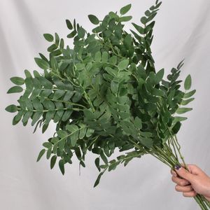 Flores decorativas grinaldas de gafanhoto folhas verde planta artificial folha de seda para escritório decoração casamento decoração home acessórios plasti