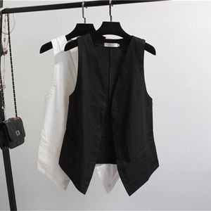 Women's Vests Women Cotton Linen Waistcoat 2021 Spring Summer Plus Size Single Breasted Fashion Thin Style Sleeveless Vest Jacket Aq338