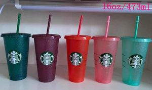 Starbucks Denizkızı Tanrıçası 24 oz / 710ml Tumblers Soğuk Değişim Saman Rüya Taşınabilir Yeniden Kullanılabilir Çevresel Plastik Glitter Cups