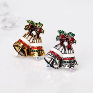 Pins, Brooches Fashion Bowknot Bells For Women Christmas Coat Pins Decoration Vintage Creative Hat Clothing Jewelry Accessories AL397