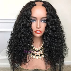 Kinky Culry 250% Density UPart Human Hair Wigs 2x4 U opening Peruvian Remy Hairs Glueless Ushape wig For Women Full machine Wig