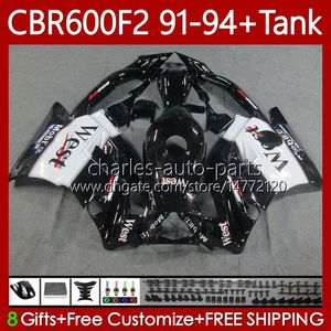 Corpo + serbatoio per HONDA CBR 600F2 600 F2 CC 600FS 91 92 93 94 Carrozzeria 63No.36 CBR600 FS CBR600F2 CBR600FS 1991 1992 1993 1994 CBR600-F2 600CC 91-94 Kit carenature black west blk