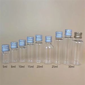 Opbergdoos Huishoudelijke Sundries 25 ml Transparant / Wit Mini Plastic PET Fles Chemische Vial Reagens Container met Aluminium Deksel