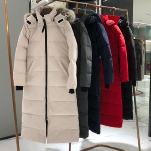 Piumino donna cappotti invernali Parka classico outdoor freddo e caldo spesso con ricamo mappa Trench lungo resistente di alta qualità Capispalla Giacche con collo in pelliccia