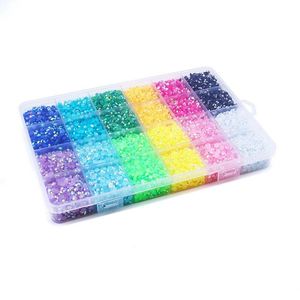 Dekoracje na paznokcie 19200 sztuk / pudełko żywicy Loose Rhinestone Rainbow Color Ab Klej na dżetów do DIY kreatywnych projektów dekoracji rzemiosła