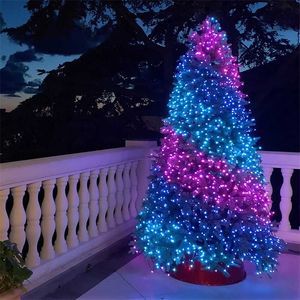 Decorazioni natalizie LED Party Festoon Stringa di luce IP65 Ghirlanda per esterni Albero di Natale Decor Luce Camera da letto Illuminazione fata 211122