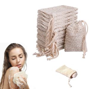 Tvålpåse för duschskrot Spara tvål Exfoliator Svamppåse Massage Naturfiber Foam Maker Net Väskor XBJK2105