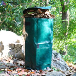 AMKOY Organic Waste Kitchen Garden Yard Compost Bag Environmental PE Cloth Planter Kitchen Waste Disposal Organic Compost Bag 210615